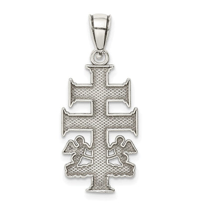 Sterlingsilber Antikisiert Caravaca Doppelt Kreuz mit Angels Kruzifix Anhänger