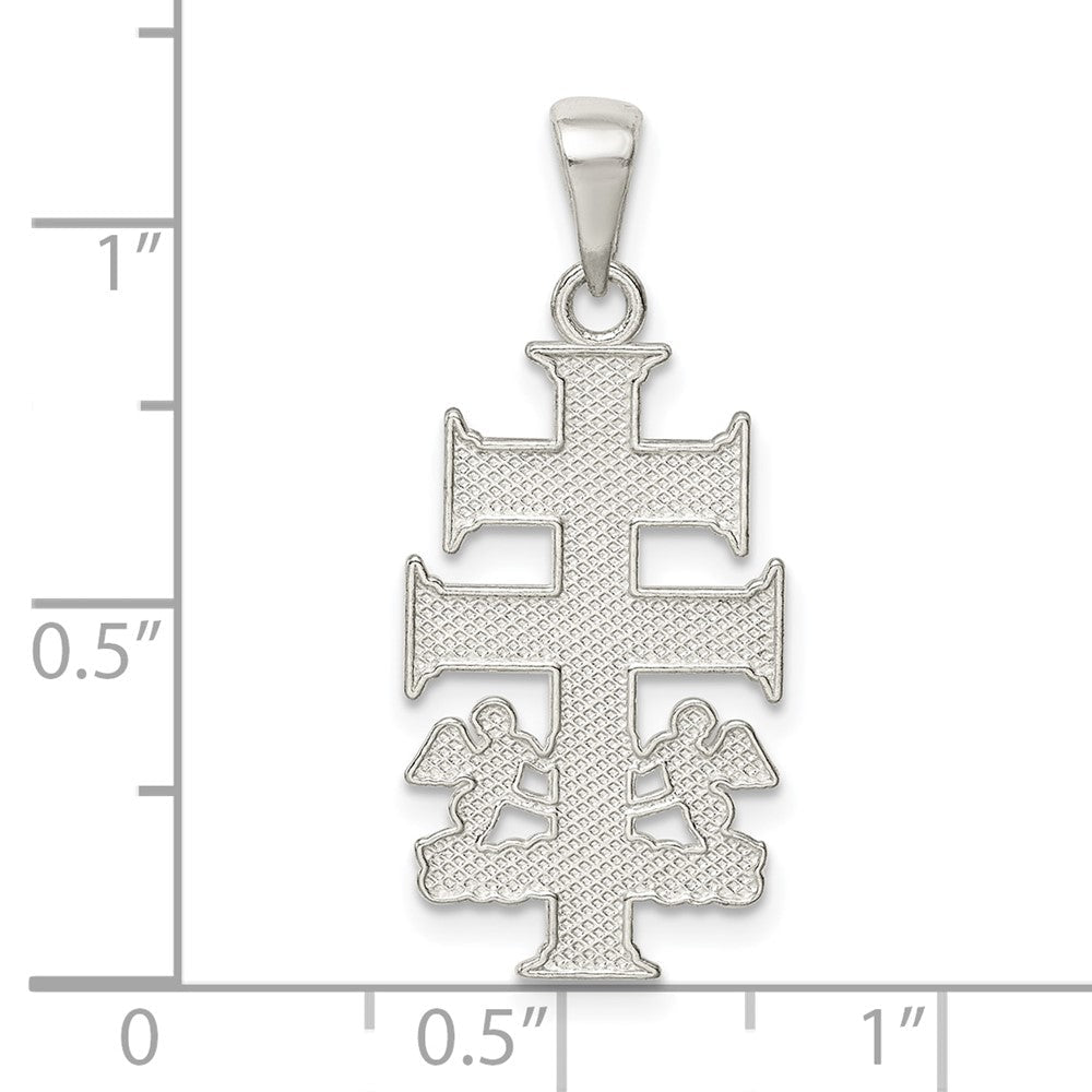 Sterlingsilber Poliert Caravaca Doppelt Kreuz mit Angels Kruzifix Anhänger