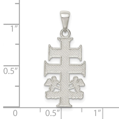 Sterlingsilber Poliert Caravaca Doppelt Kreuz mit Angels Kruzifix Anhänger