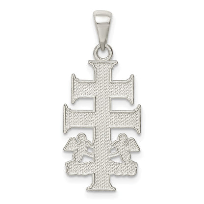 Sterlingsilber Poliert Caravaca Doppelt Kreuz mit Angels Kruzifix Anhänger