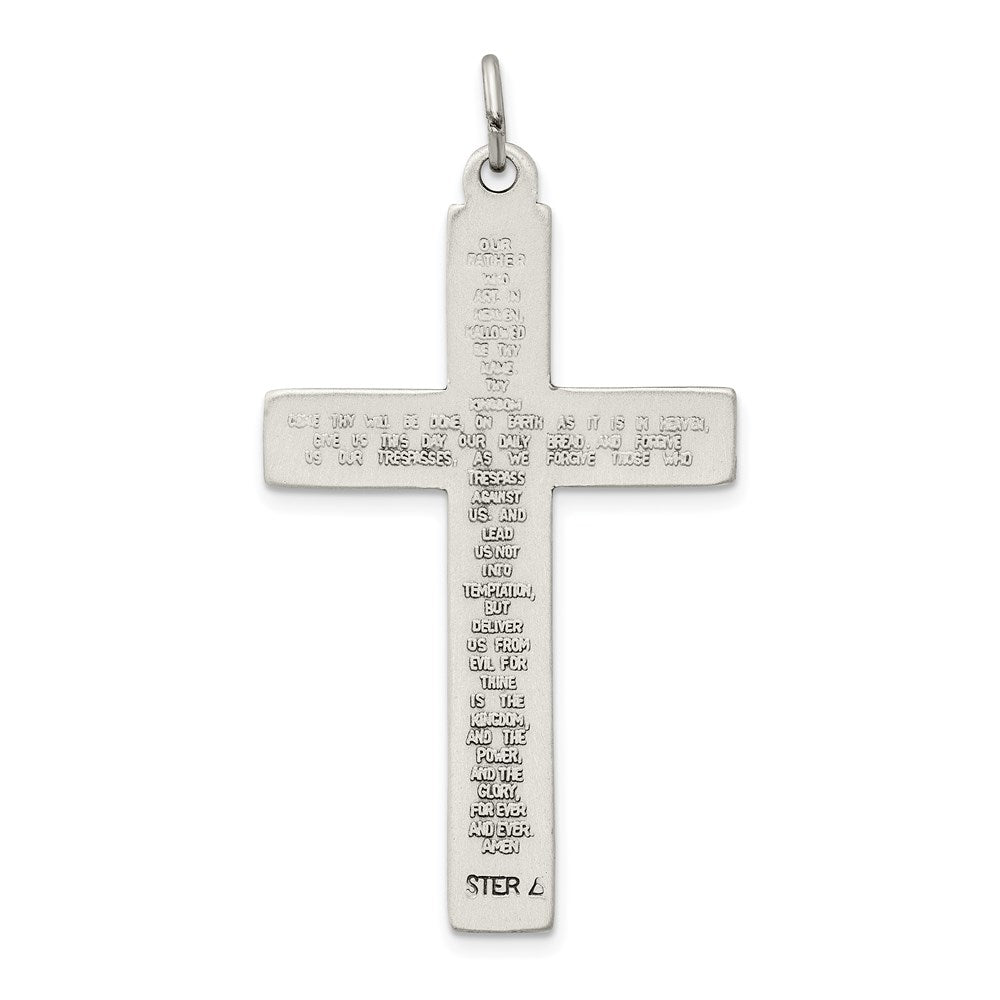 Sterlingsilber Oxidiert Kreuz mit Gebet auf Rückseite Anhänger