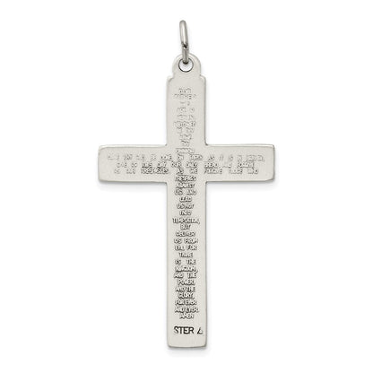 Sterlingsilber Oxidiert Kreuz mit Gebet auf Rückseite Anhänger