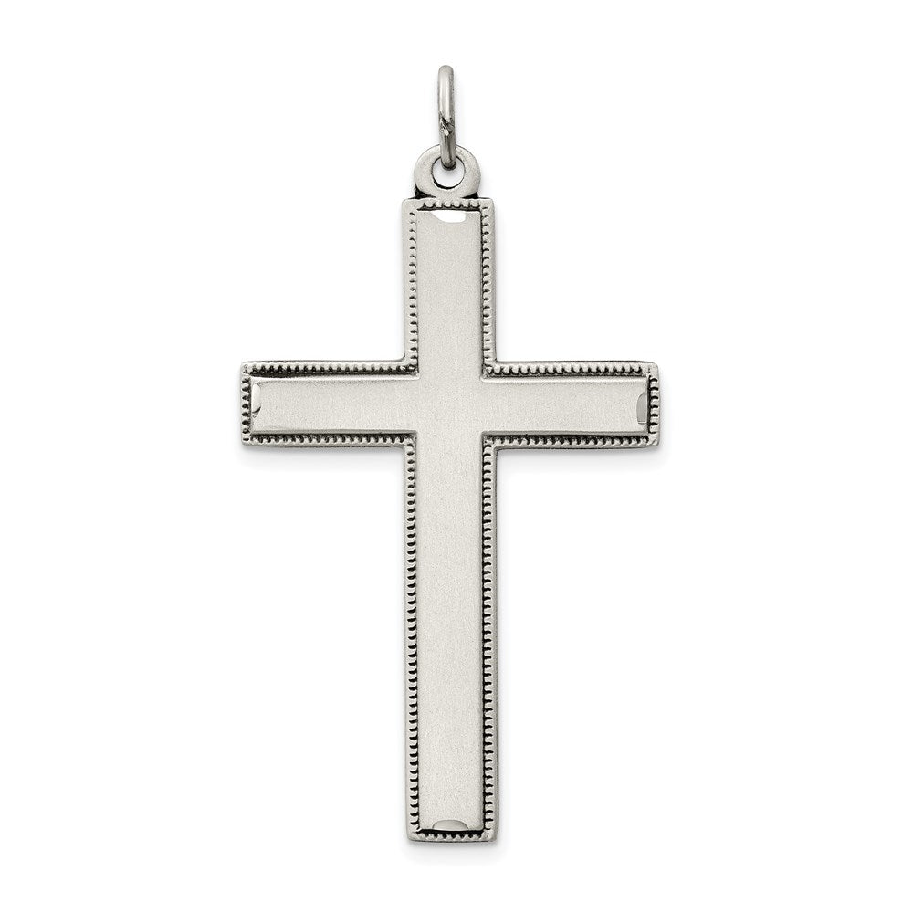 Sterlingsilber Oxidiert Kreuz mit Gebet auf Rückseite Anhänger