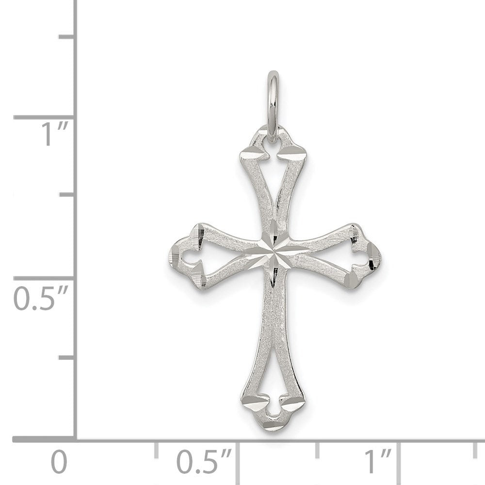 Sterlingsilber Strukturiert Diamantiert Lasergraviert-cut Kreuz Anhänger