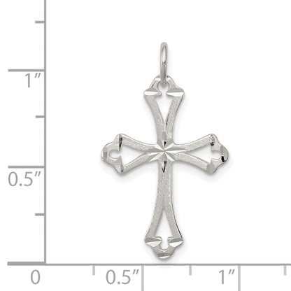 Sterlingsilber Strukturiert Diamantiert Lasergraviert-cut Kreuz Anhänger