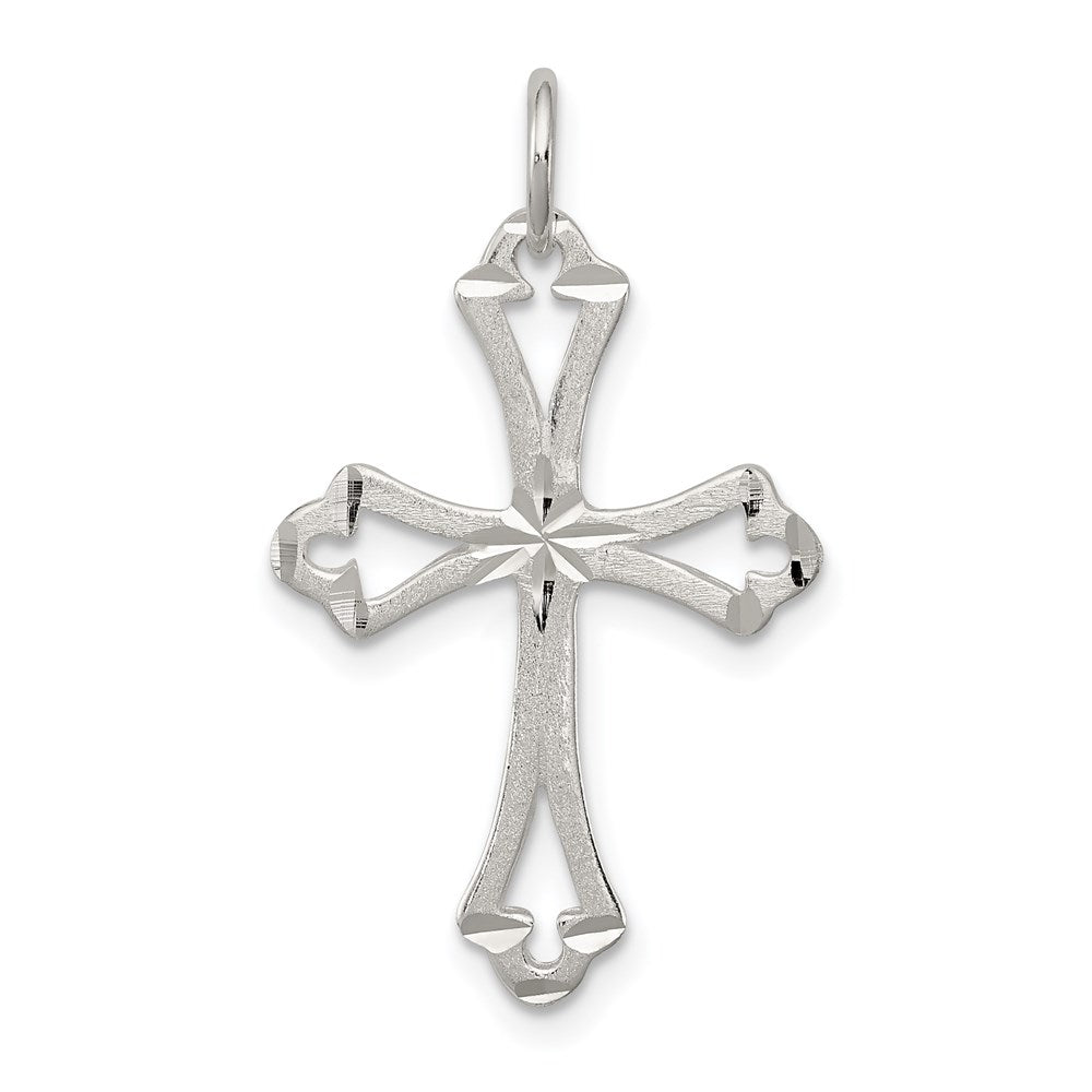 Sterlingsilber Strukturiert Diamantiert Lasergraviert-cut Kreuz Anhänger