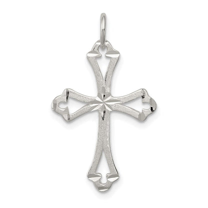 Sterlingsilber Strukturiert Diamantiert Lasergraviert-cut Kreuz Anhänger