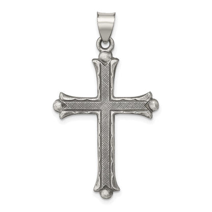 Sterlingsilber Antikisiert, Poliert und Gebürstet Lateinisch Kreuz Anhänger
