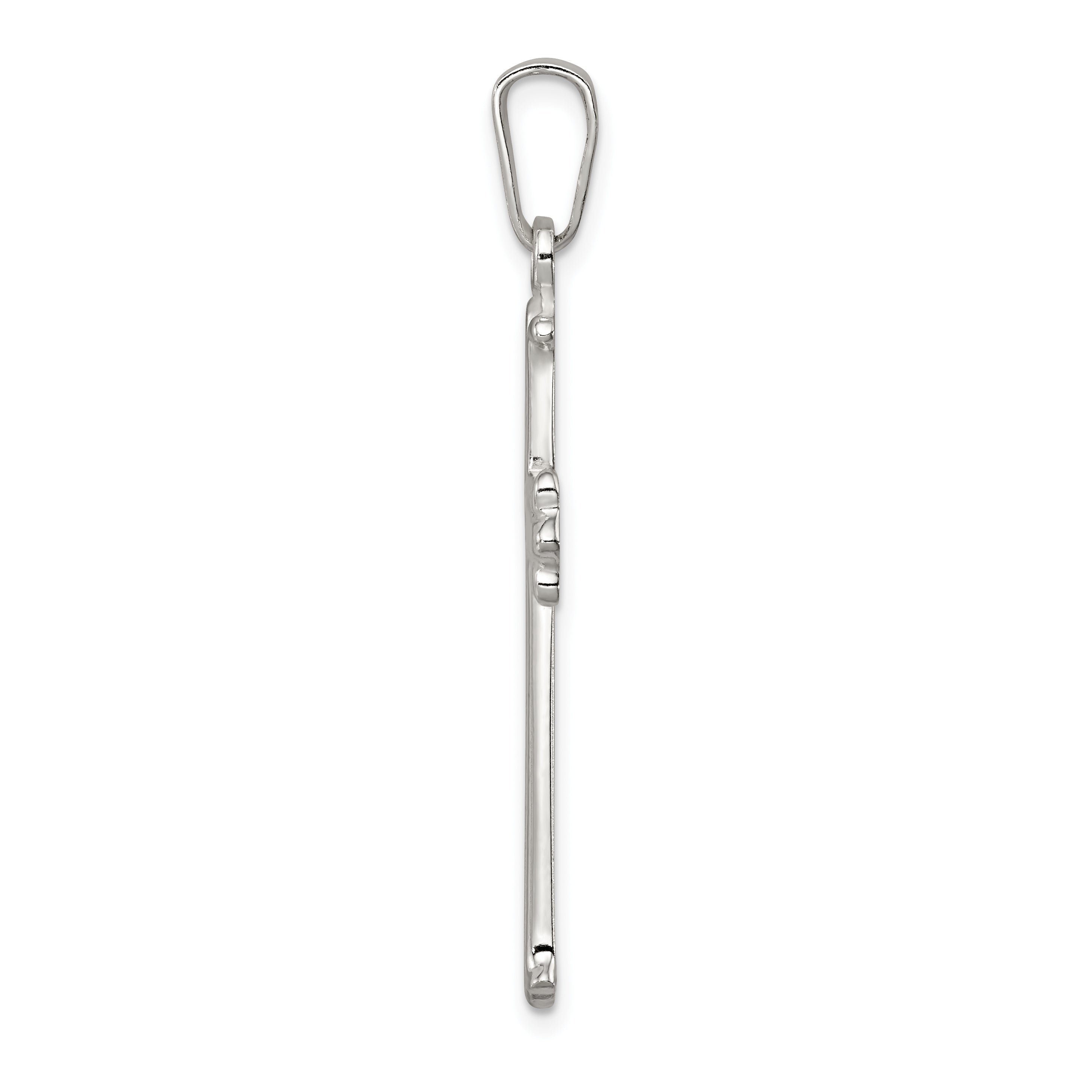 Sterlingsilber Poliert Fleur De Lis Kreuz Anhänger