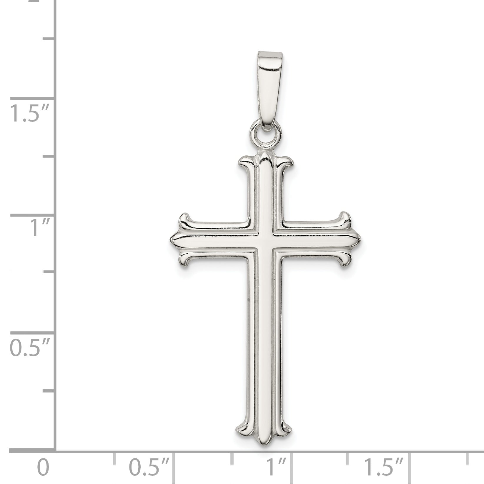 Sterlingsilber Poliert Fleur De Lis Kreuz Anhänger