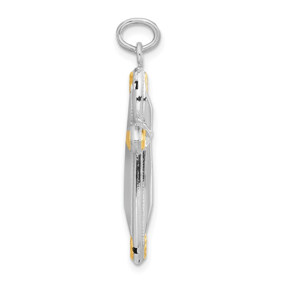 Sterlingsilber & Goldfarben Hohl Passion Kreuz Anhänger