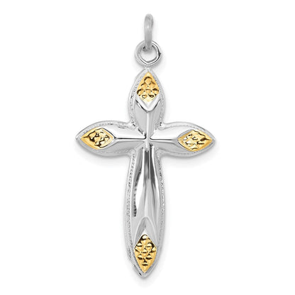 Sterlingsilber & Goldfarben Hohl Passion Kreuz Anhänger