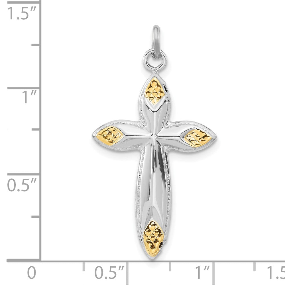 Sterlingsilber & Goldfarben Hohl Passion Kreuz Anhänger