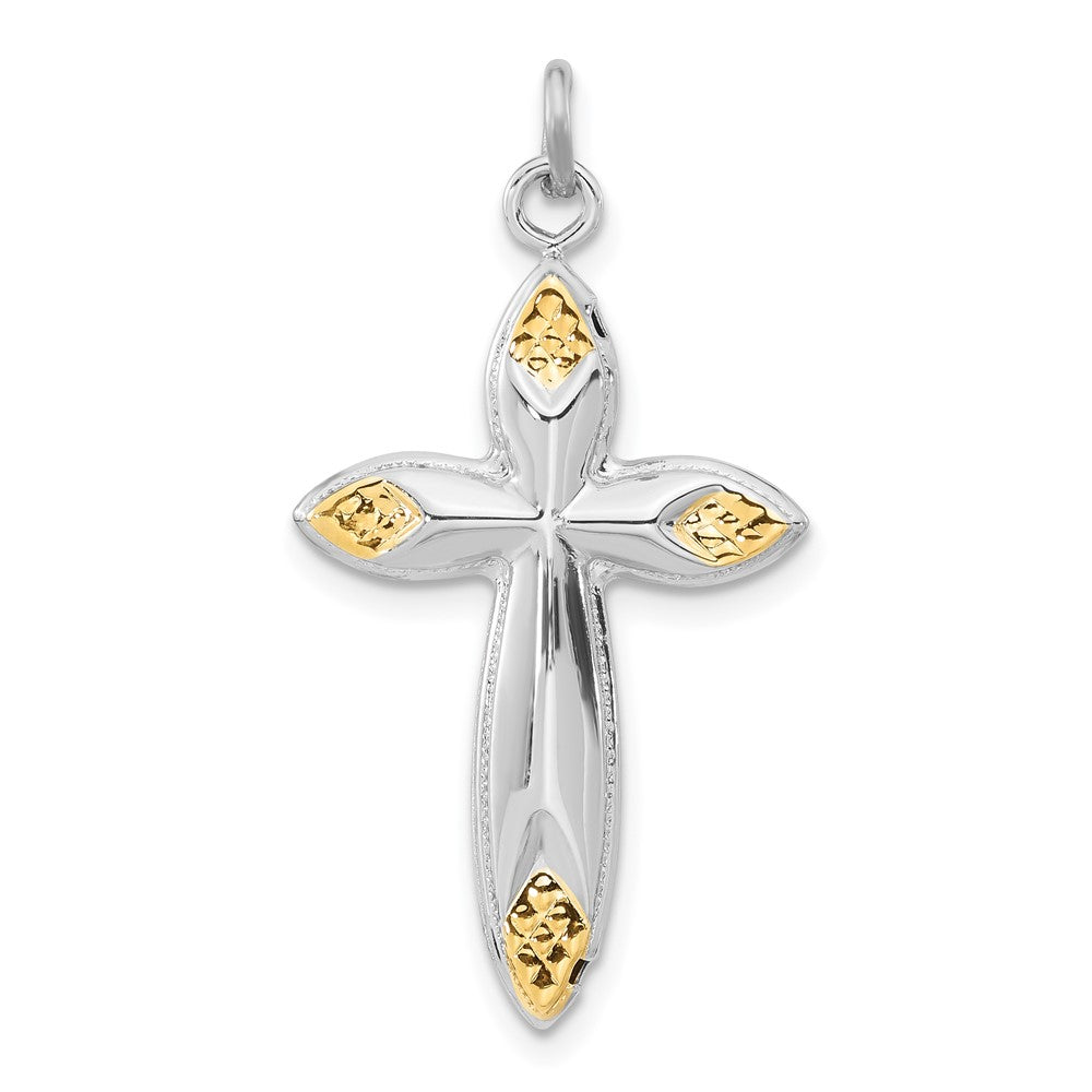 Sterlingsilber & Goldfarben Hohl Passion Kreuz Anhänger
