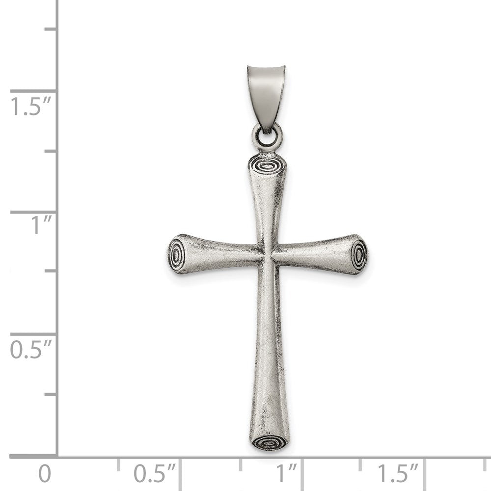 Sterlingsilber Antikisiert und Gebürstet Lateinisch Kreuz Anhänger