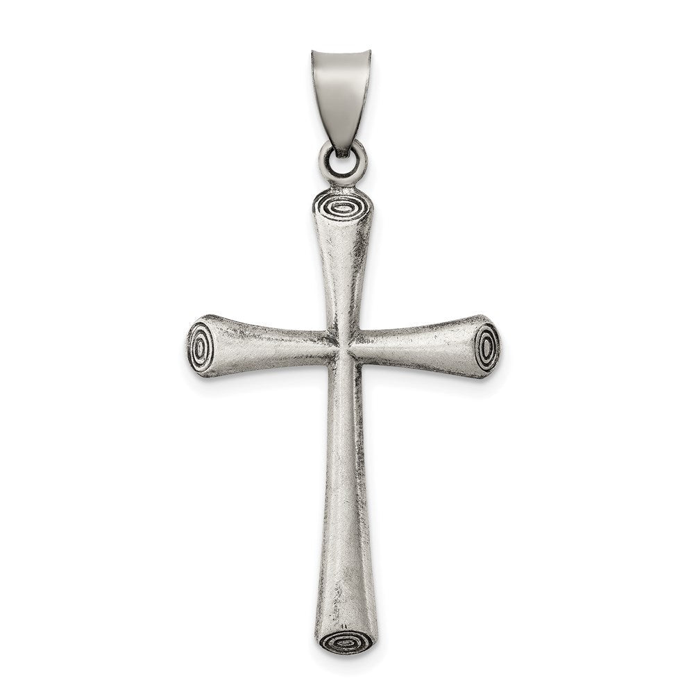 Sterlingsilber Antikisiert und Gebürstet Lateinisch Kreuz Anhänger