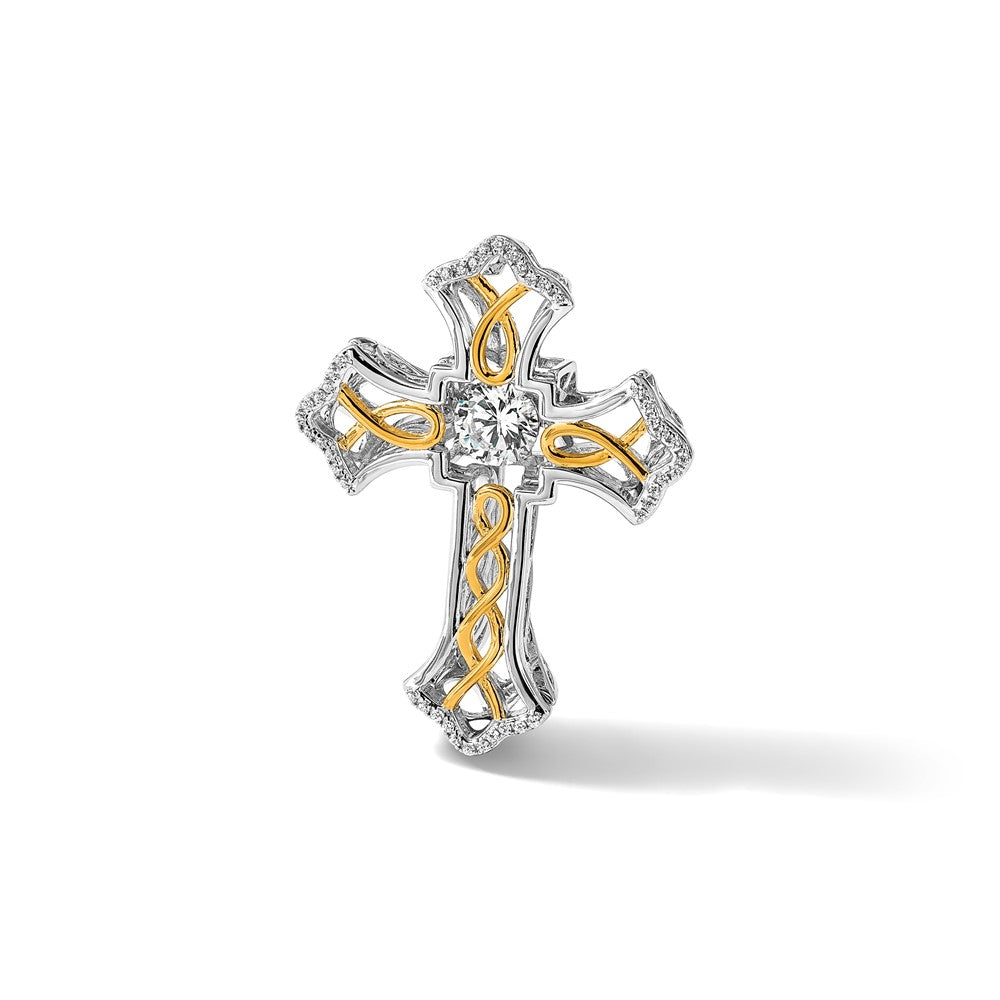 Sterlingsilber Platin-beschichtet Plshed Vergoldet Lebhaft Zirkonia Kreuz Anhänger