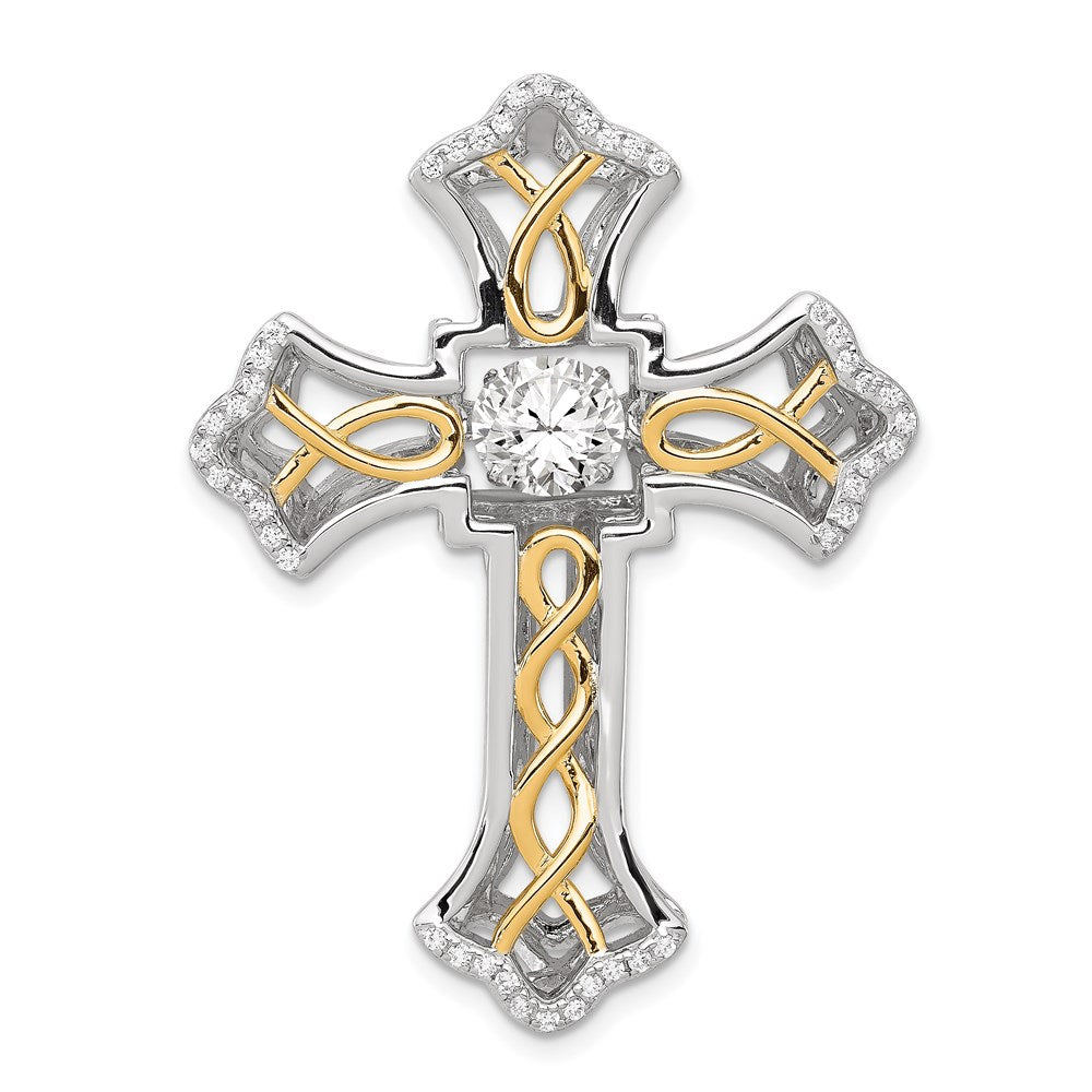 Sterlingsilber Platin-beschichtet Plshed Vergoldet Lebhaft Zirkonia Kreuz Anhänger