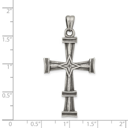 Sterlingsilber Antikisiert, Poliert und Gebürstet Lateinisch Kreuz Anhänger
