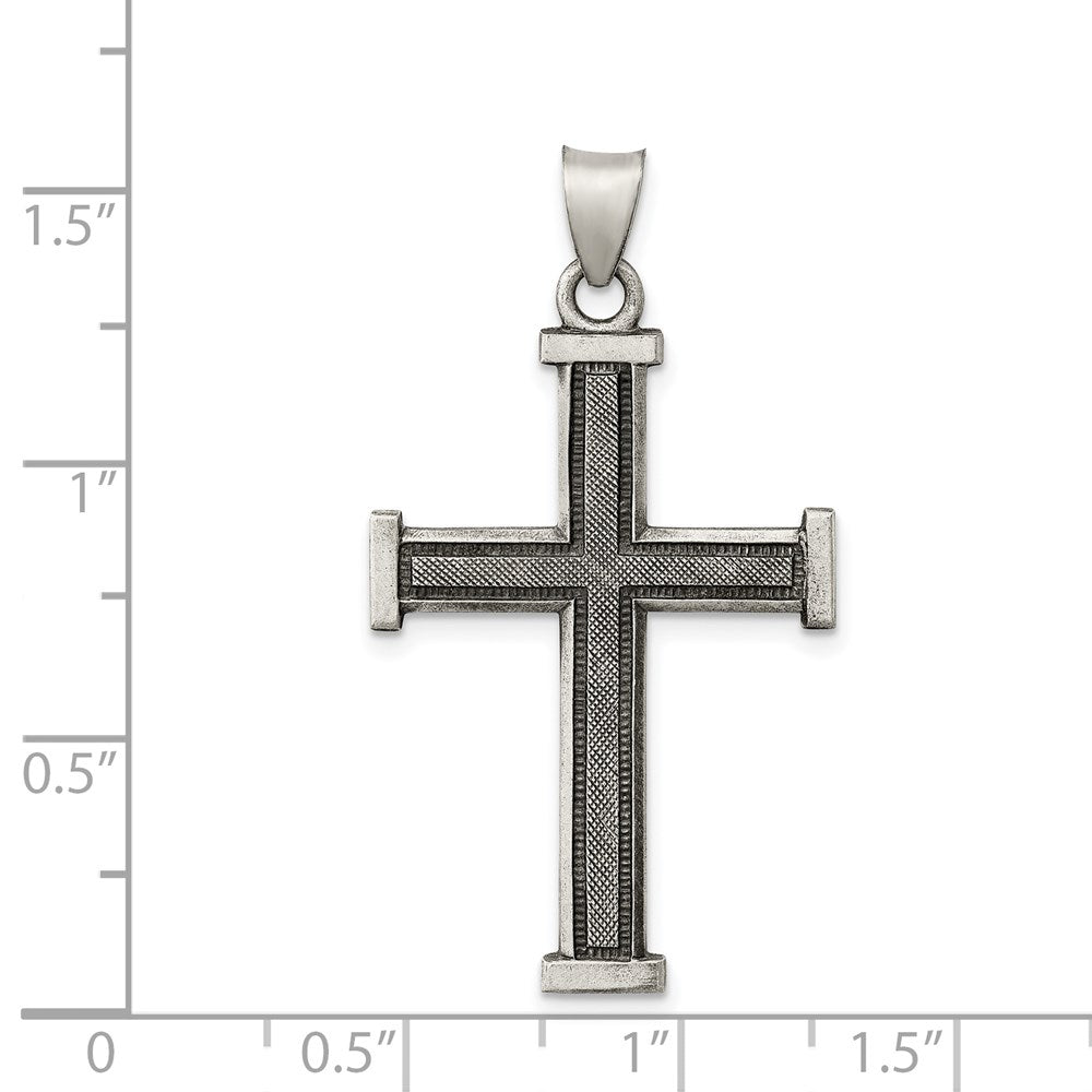Sterlingsilber Antikisiert, Poliert und Gebürstet Lateinisch Kreuz Anhänger