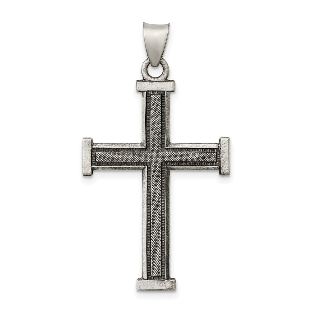 Sterlingsilber Antikisiert, Poliert und Gebürstet Lateinisch Kreuz Anhänger