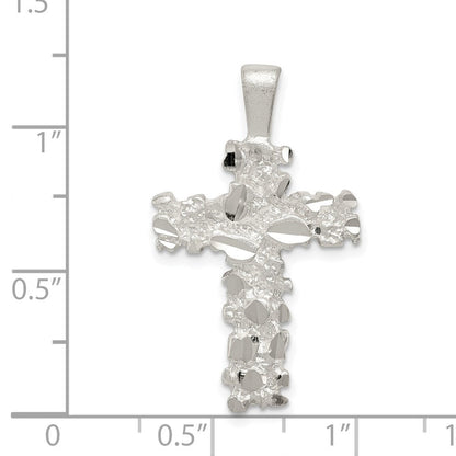 Sterlingsilber Satiniert Finish Diamantiert Kreuz Anhänger