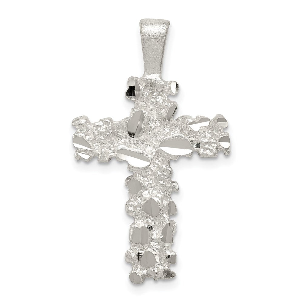 Sterlingsilber Satiniert Finish Diamantiert Kreuz Anhänger