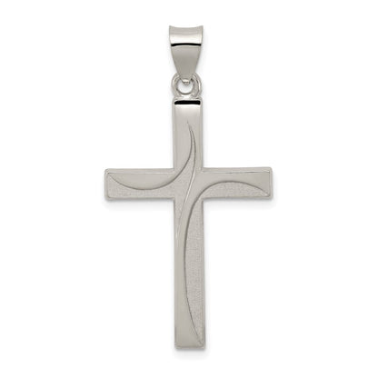 Sterlingsilber Strukturiert, Gebürstet und Poliert Lateinisch Kreuz Anhänger