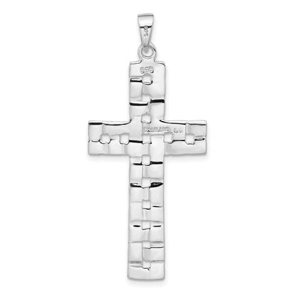 Sterlingsilber Poliert Geflochten Kreuz Anhänger