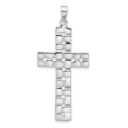 Sterlingsilber Poliert Geflochten Kreuz Anhänger