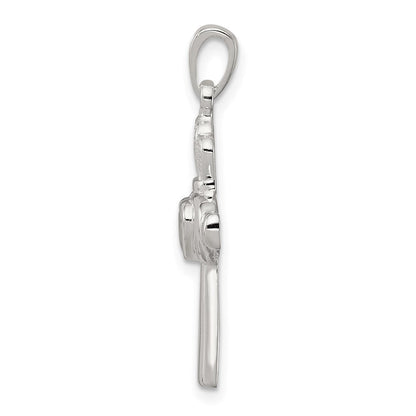 Sterlingsilber Zirkonia Herz Claddagh Kreuz Anhänger