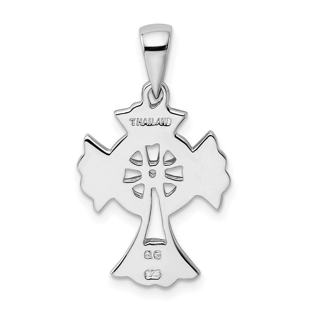 Sterlingsilber Rhodiniert Poliert Keltisch Kreuz Anhänger
