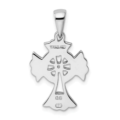 Sterlingsilber Rhodiniert Poliert Keltisch Kreuz Anhänger