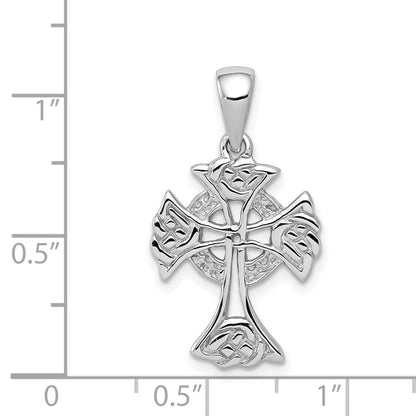 Sterlingsilber Rhodiniert Poliert Keltisch Kreuz Anhänger