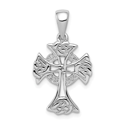Sterlingsilber Rhodiniert Poliert Keltisch Kreuz Anhänger