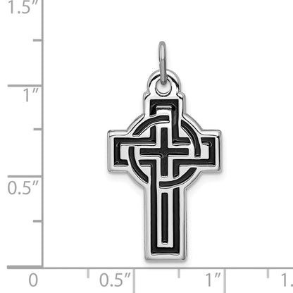 Sterlingsilber Rhodiniert & Schwarz Rhodium Design Kreuz Anhänger