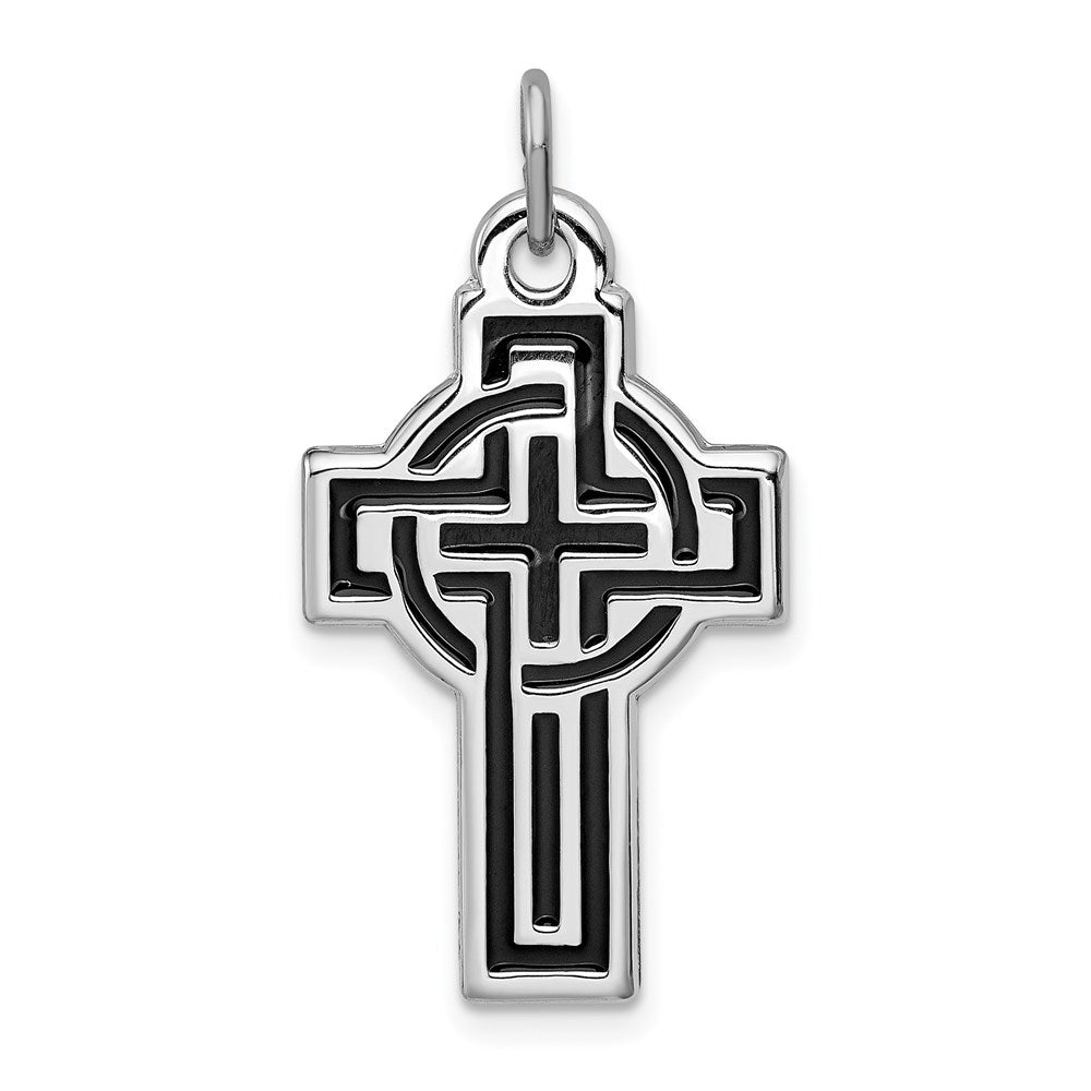 Sterlingsilber Rhodiniert & Schwarz Rhodium Design Kreuz Anhänger