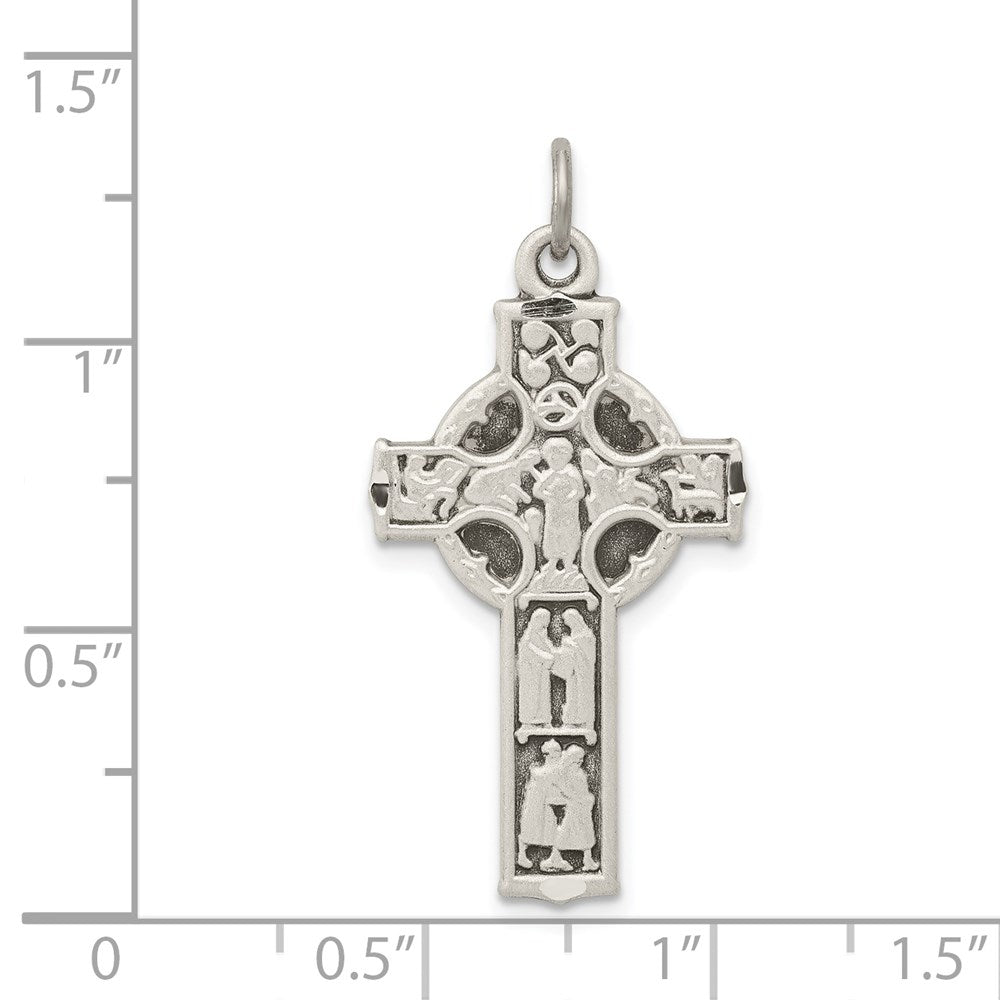Sterlingsilber Antikisiert Keltisch Kreuz mit Biblical Figures