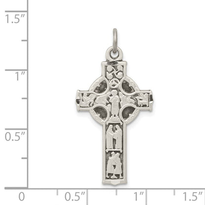 Sterlingsilber Antikisiert Keltisch Kreuz mit Biblical Figures