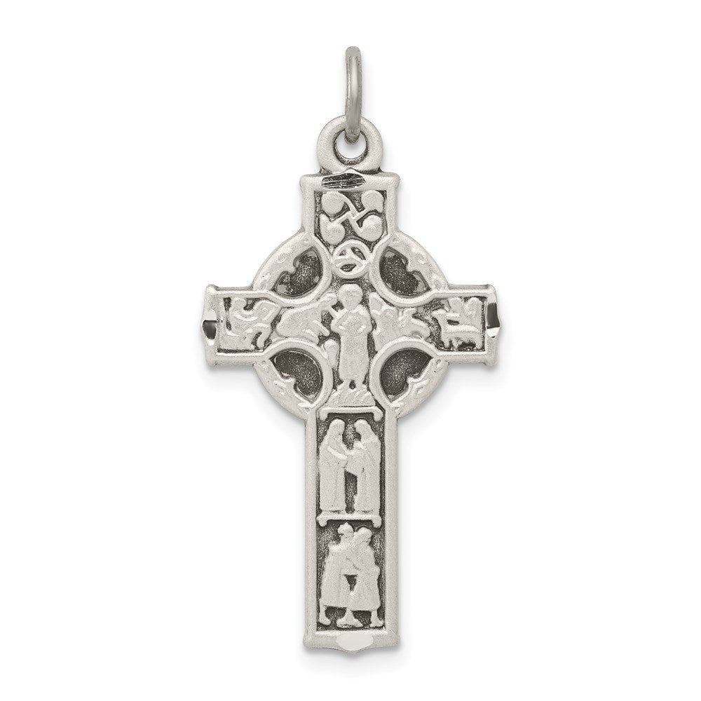 Sterlingsilber Antikisiert Keltisch Kreuz mit Biblical Figures