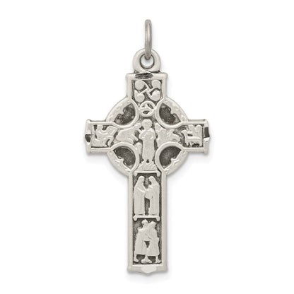 Sterlingsilber Antikisiert Keltisch Kreuz mit Biblical Figures