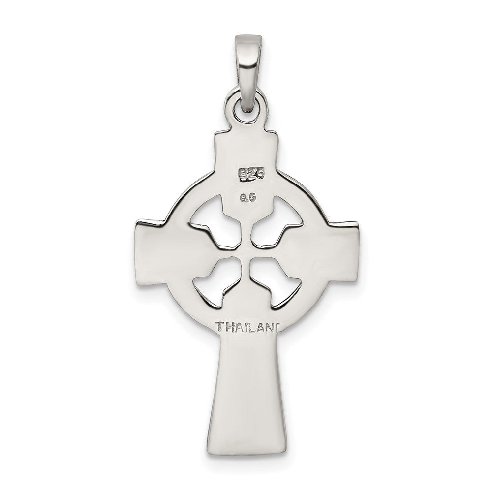 Sterlingsilber Poliert und Antikisiert Keltisch Kreuz Anhänger