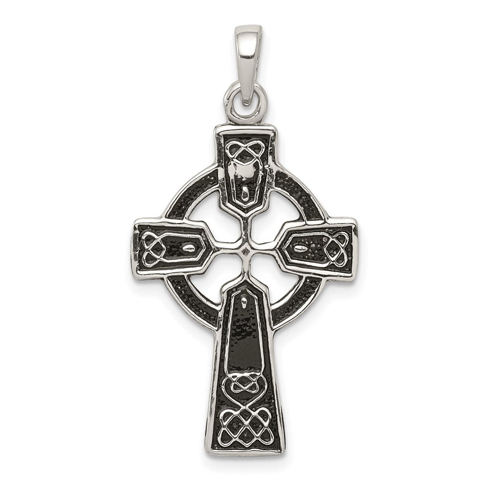 Sterlingsilber Poliert und Antikisiert Keltisch Kreuz Anhänger
