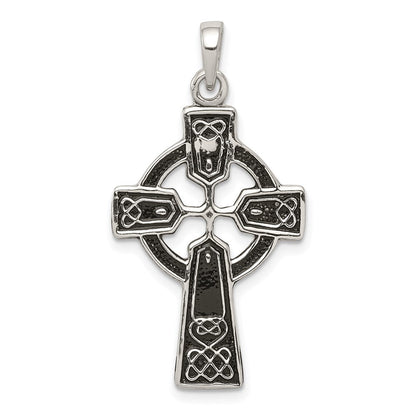 Sterlingsilber Poliert und Antikisiert Keltisch Kreuz Anhänger