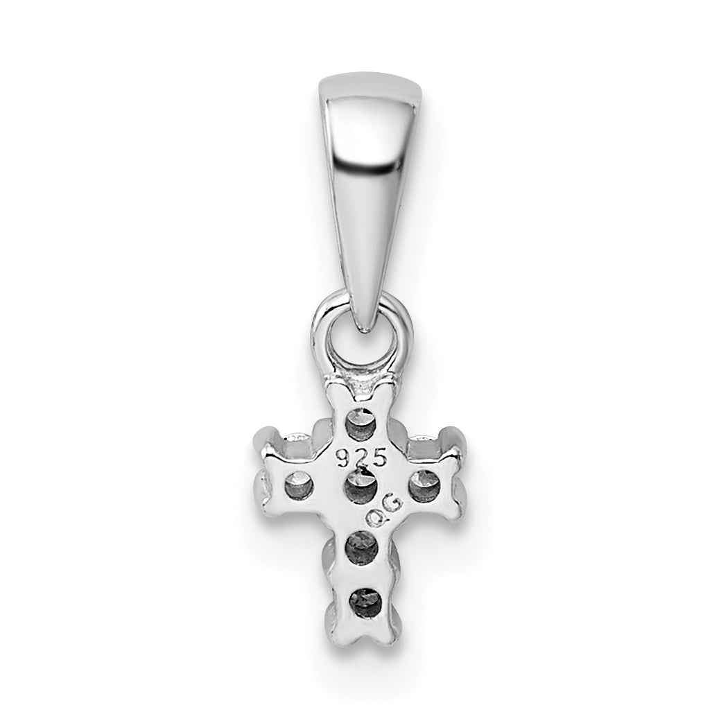 Sterlingsilber Rhodiniert Poliert Zirkonia Kreuz Anhänger