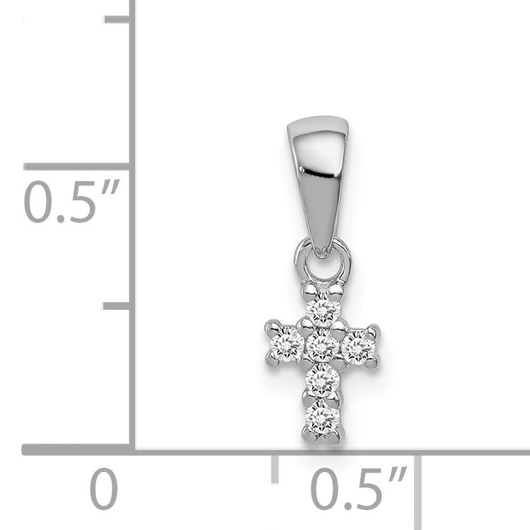 Sterlingsilber Rhodiniert Poliert Zirkonia Kreuz Anhänger