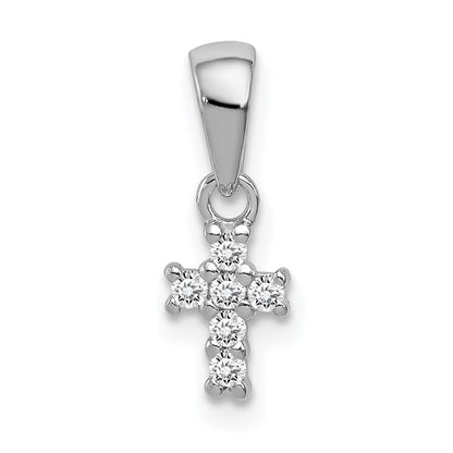 Sterlingsilber Rhodiniert Poliert Zirkonia Kreuz Anhänger