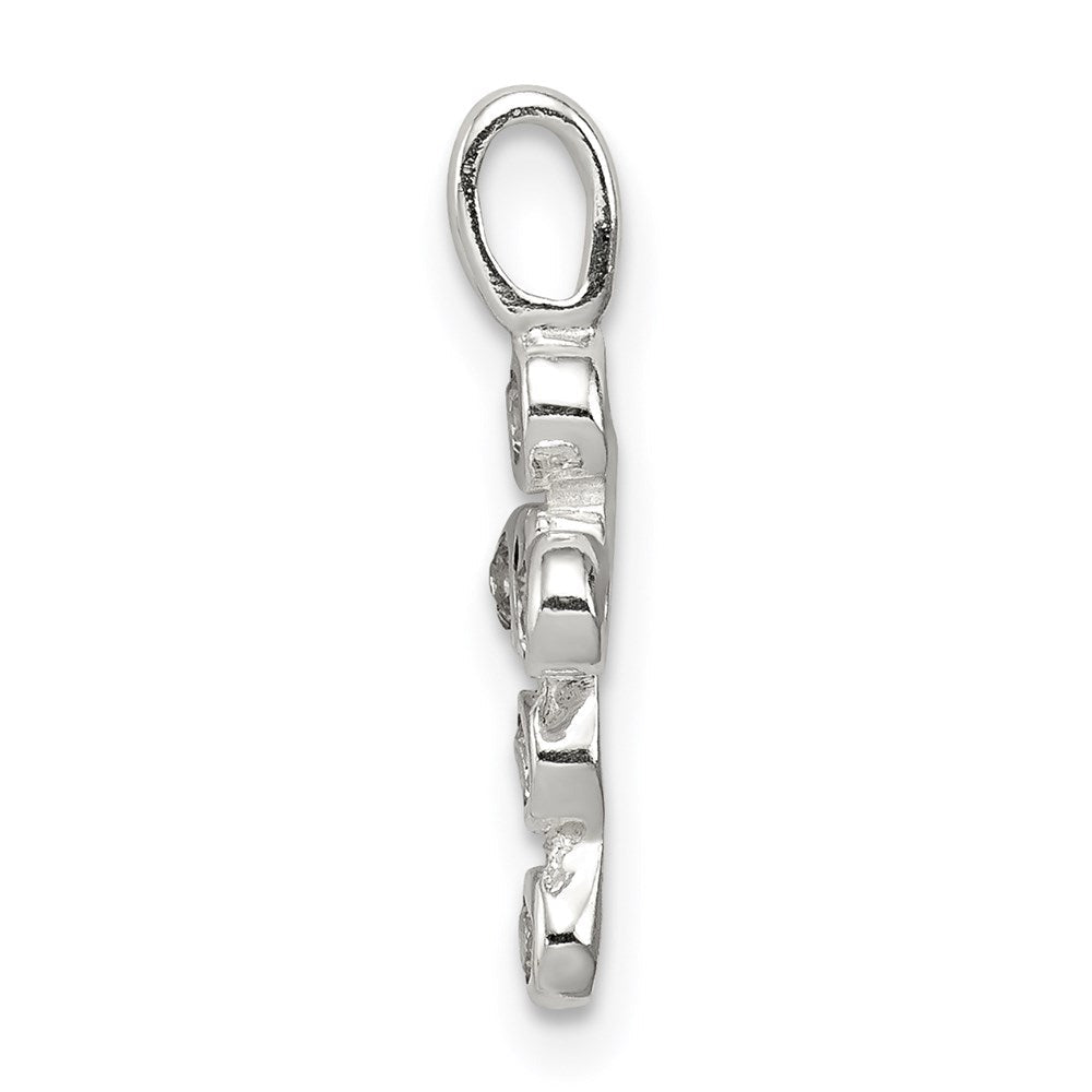 Sterlingsilber Poliert Kreuz Zirkonia Charm