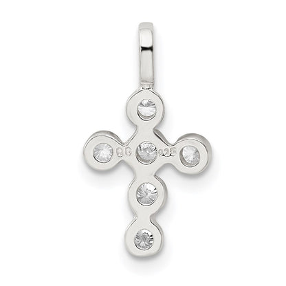 Sterlingsilber Poliert Kreuz Zirkonia Charm