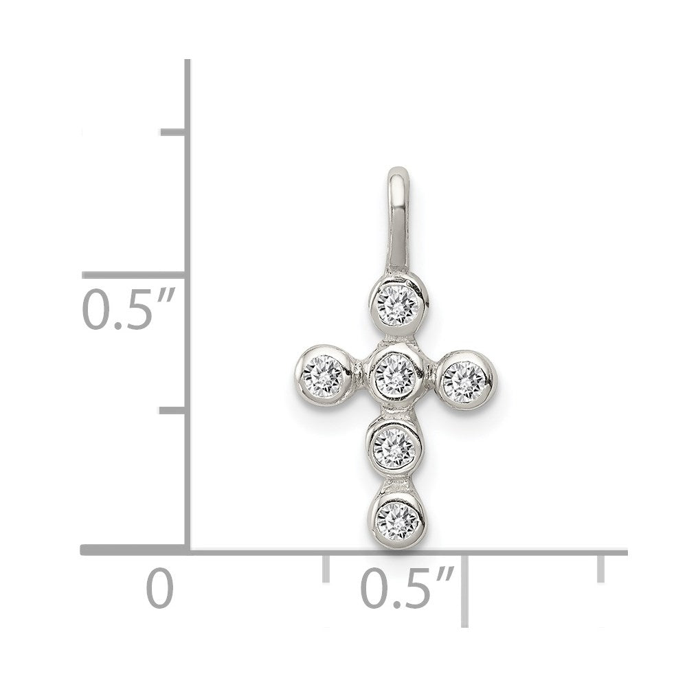 Sterlingsilber Poliert Kreuz Zirkonia Charm